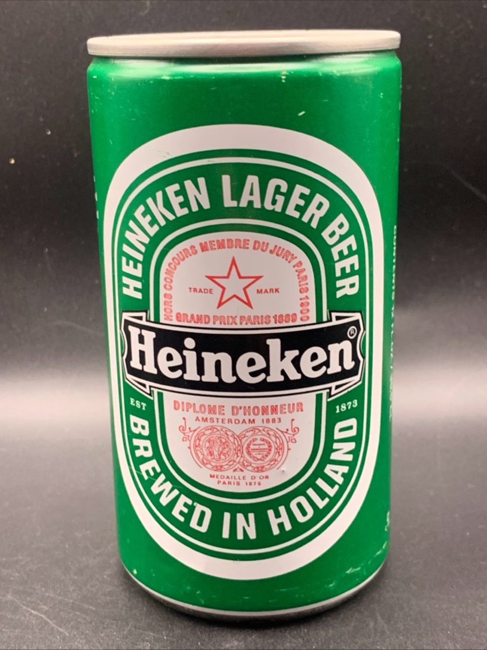 Vintage Beer Can Heineken Lager Beer Pull Tab Empty Brewed in Holland